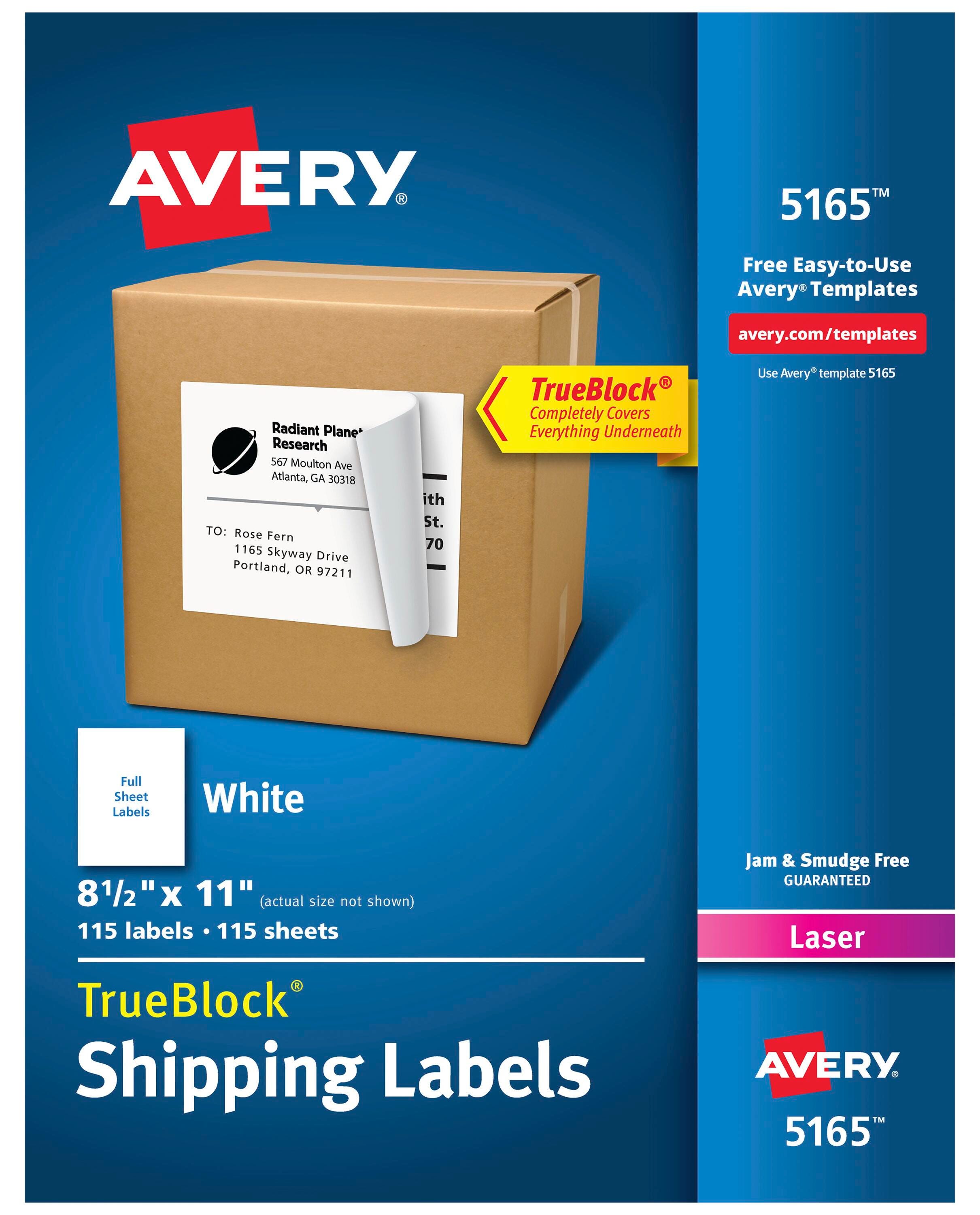 Avery TrueBlock Full Sheet Label, Laser, 8-1/2 x 11 Inches, White, Pack of 100 075641